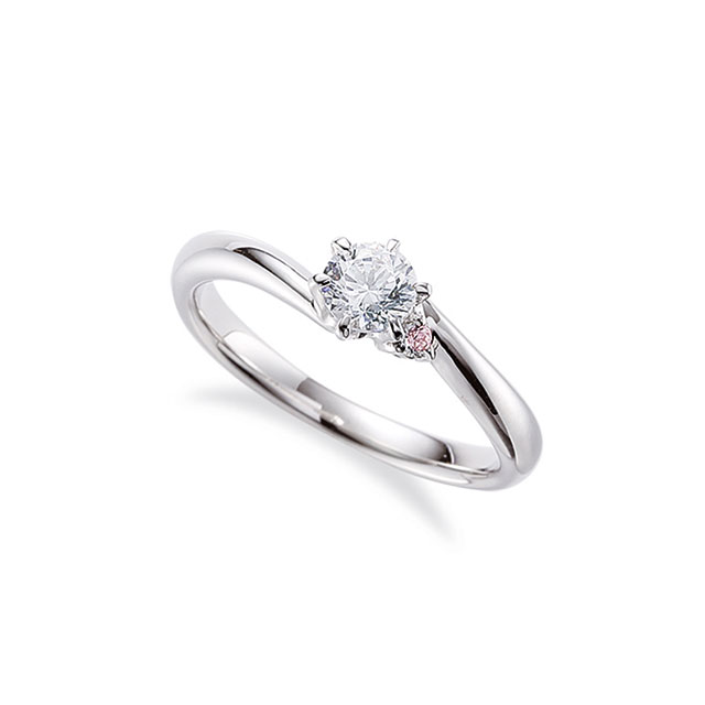 ピンクダイヤモンドの婚約指輪｜リングアームに動きをつけた6本爪のリング