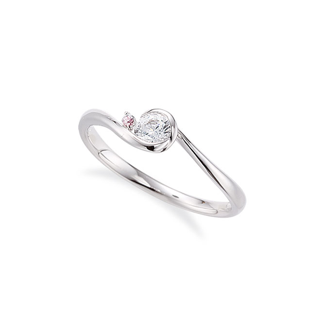 ピンクダイヤモンドの婚約指輪｜夜空に輝く月をイメージしたリング