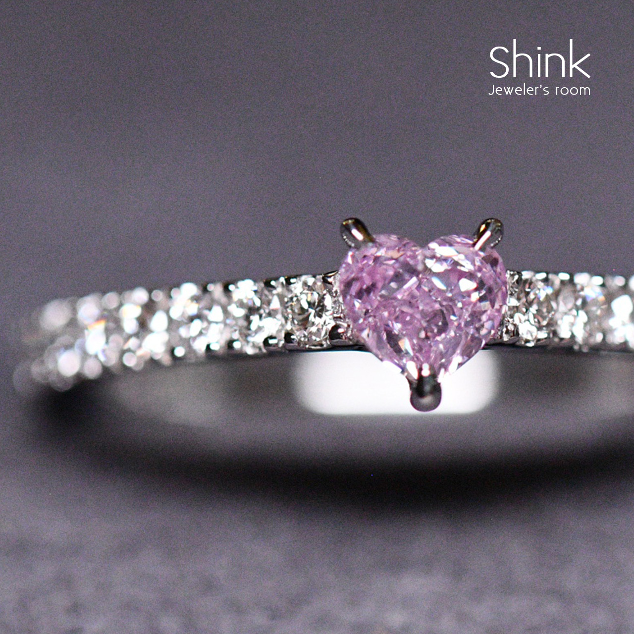 ピンクダイヤモンドリング‐0.23ct, Fancy Intense Purple Pink, SI-2 ...